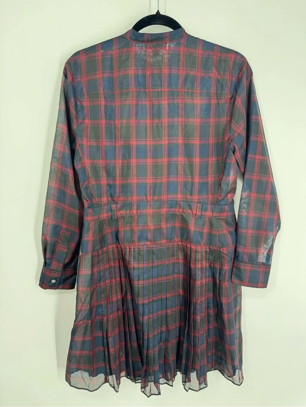 NWT J. Crew Pleated Shirt Dress Navy Red Multi Stewart Tartan Print Pleated Sz 4